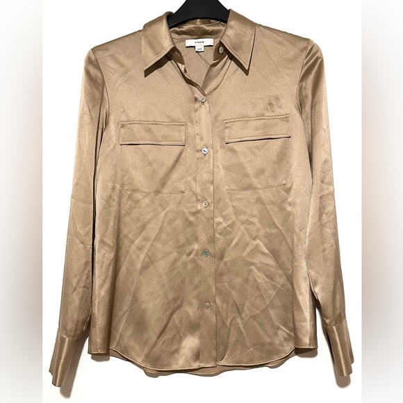 Vince Chest Pocket 100% Silk Blouse XS - Picture 3 of 6